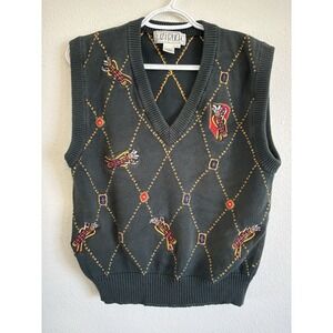 Vintage Lizi Ruch Golf Club Argyle Sweater Vest Cotton Knit Size M